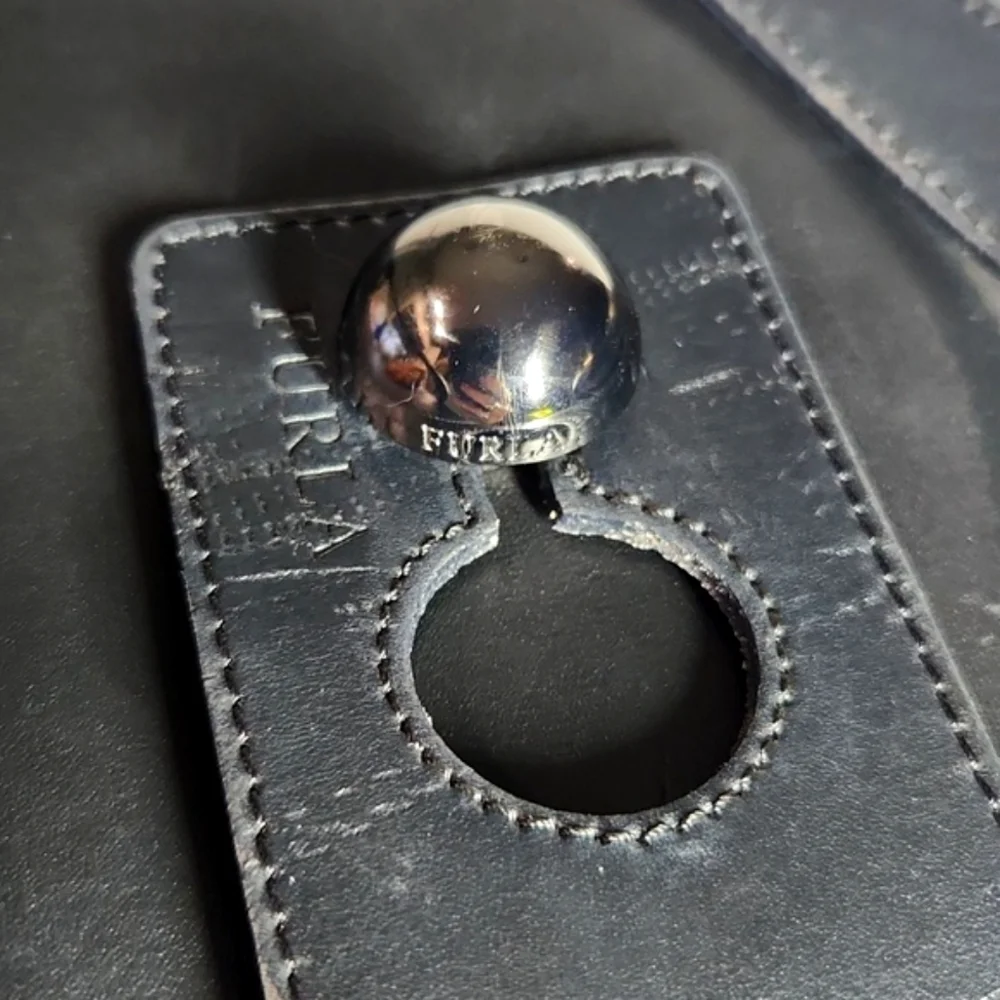 VTG Furla Authentic Black Leather X Large Tote Bag Satchel Made in Italy - Picture 13 of 15